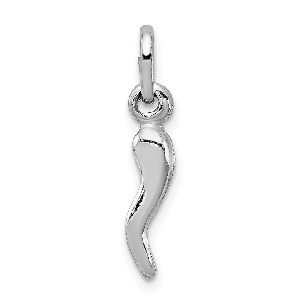 925 Sterling Silver RH Italian Horn Cornicello Necklace Charm Pendant 22 x 4 mm